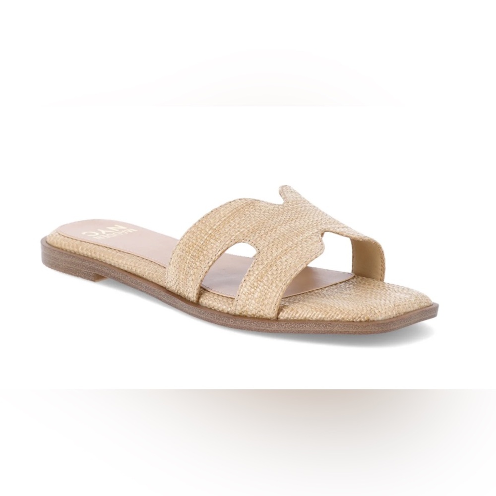 Madden NYC Women’s Classic Flat Slide Sandals – Raffia, Size 11 (NWT)